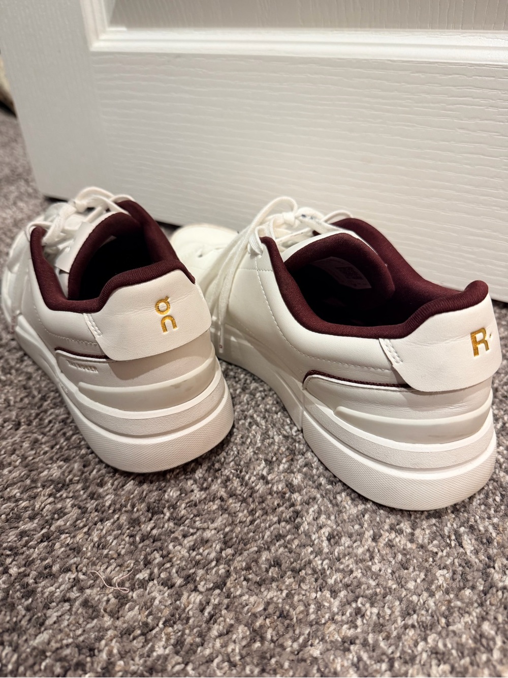 On Running Women's White Sneakers with Burgundy Lining